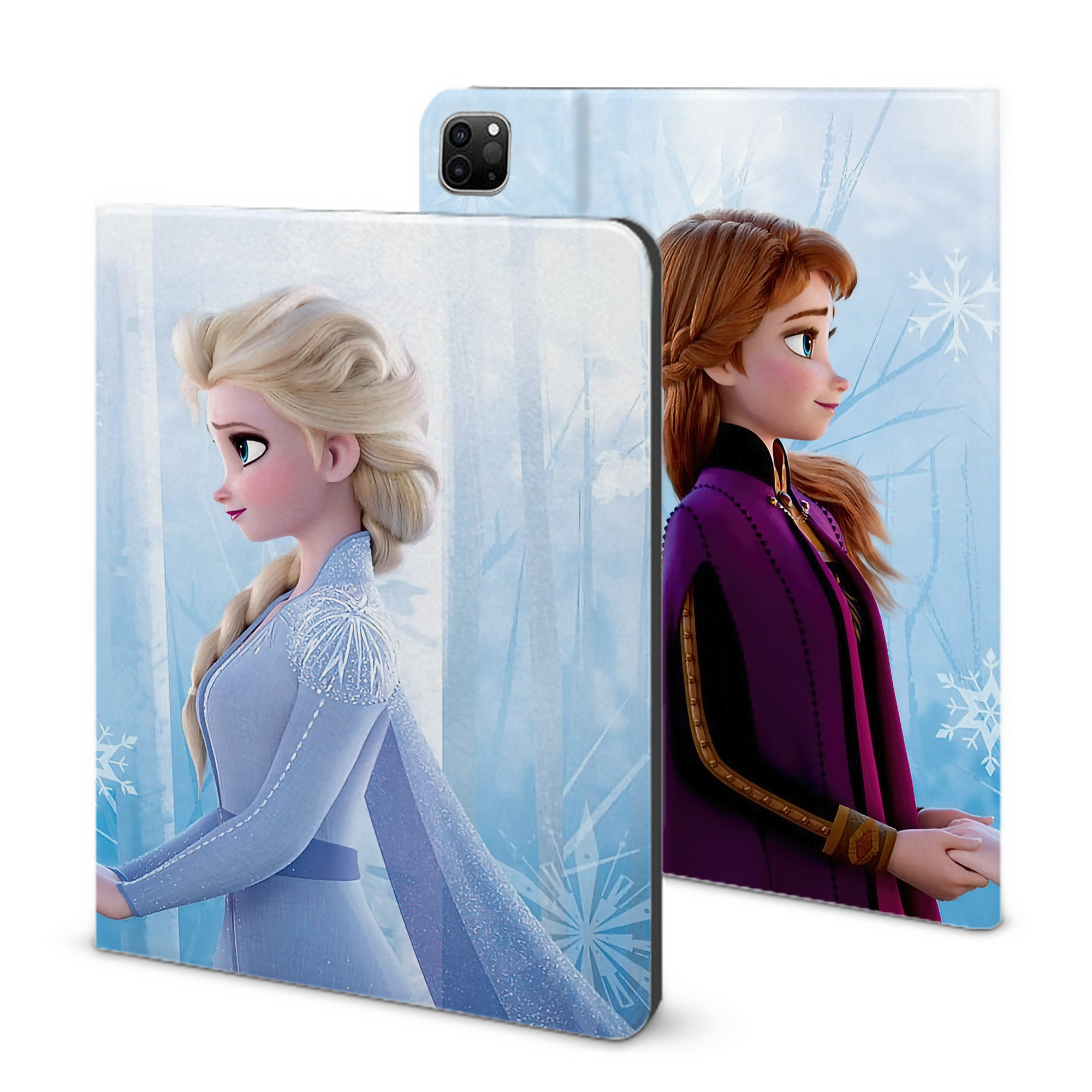 （画像用） アナと雪の女王 アンナ エルサ Frozen Anna Elsa IPad ケース ブック型 PUレザー TPU 耐衝撃 軽量 薄型 ペン収納なし 全面保護 IPad 各モデル対応